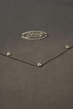 Concert Outfit Vintage Washed Stitching Rivets T-Shirt