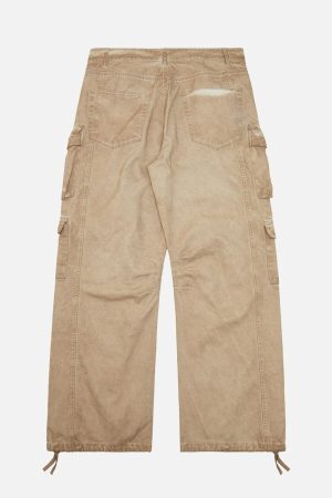 Concert Outfit Vintage Wasteland Style Multi Pocket Work Pants