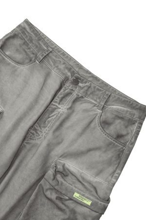 Concert Outfit Vintage Wasteland Style Multi Pocket Work Pants