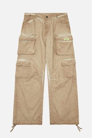 Concert Outfit Vintage Wasteland Style Multi Pocket Work Pants