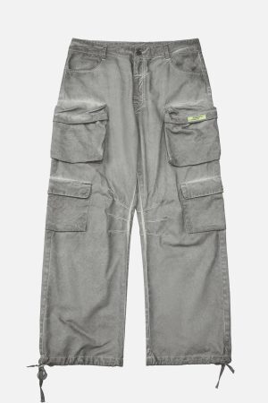 Concert Outfit Vintage Wasteland Style Multi Pocket Work Pants