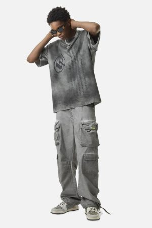 Concert Outfit Vintage Wasteland Style Multi Pocket Work Pants