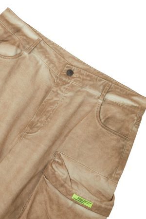 Concert Outfit Vintage Wasteland Style Multi Pocket Work Pants