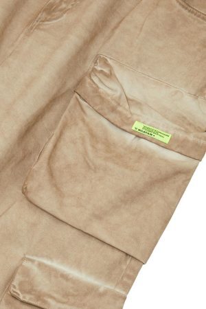 Concert Outfit Vintage Wasteland Style Multi Pocket Work Pants