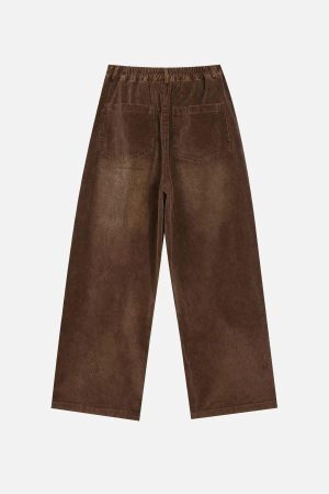 Concert Outfit Vintage Water Ripples Corduroy Straight Leg Pants