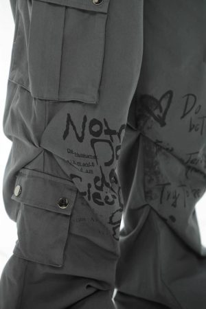 Concert Outfit Vintage Water-Slurry Print Cargo Pants