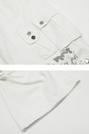 Concert Outfit Vintage Water-Slurry Print Cargo Pants