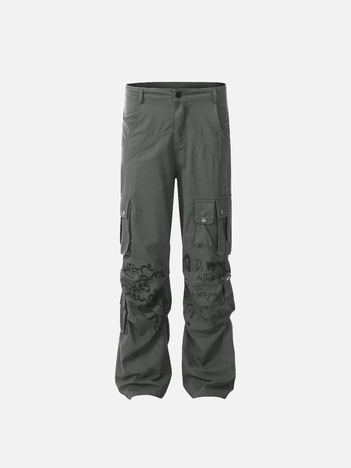 Concert Outfit Vintage Water-Slurry Print Cargo Pants Concert Outfit Vintage Water-Slurry Print Cargo Pants