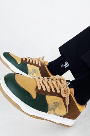 Concert Outfit Vintage Wave Print Skate Shoes