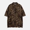 Concert Outfit Vintage Wild Leopard Print Button-Up Shirt