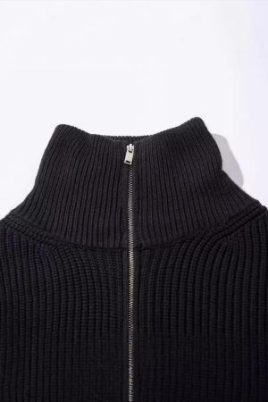 Concert Outfit Vintage Worn Loose zipper Sweater