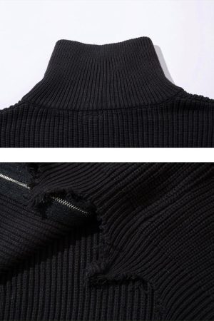 Concert Outfit Vintage Worn Loose zipper Sweater