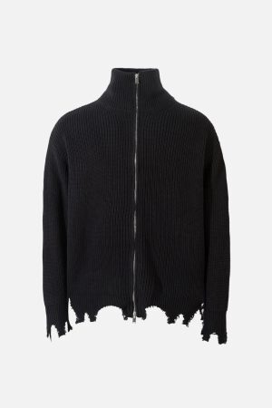 Concert Outfit Vintage Worn Loose zipper Sweater