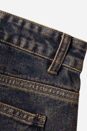 Concert Outfit Washed And Distressed Multi-Pocket Jeans