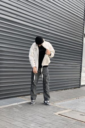 Concert Outfit Washed And Distressed Multi-Pocket Jeans