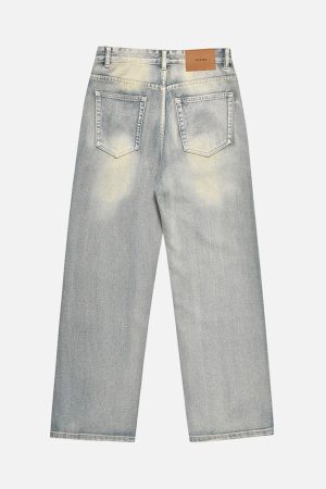 Concert Outfit Washed And Worn Loose Jeans