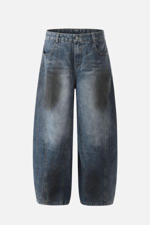 Concert Outfit Washed Barrel Loose Jeans