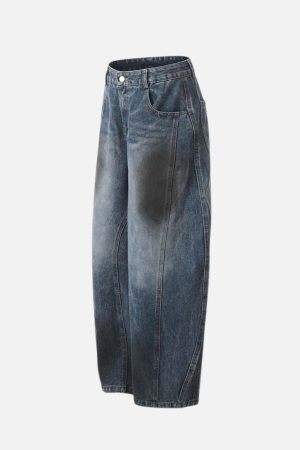 Concert Outfit Washed Barrel Loose Jeans