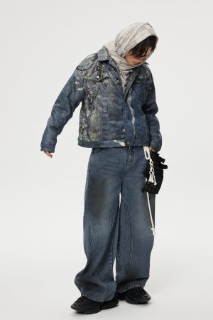 Concert Outfit Washed Barrel Loose Jeans