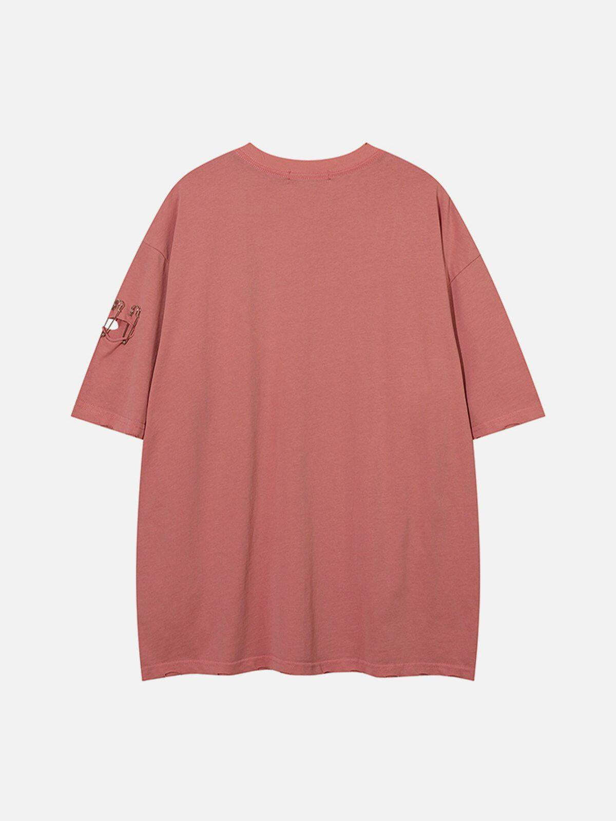 Concert Outfit Washed Broken Holes Tee Concert Outfit Washed Broken Holes Tee