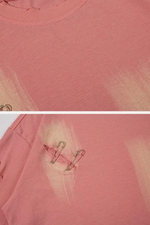 Concert Outfit Washed Broken Holes Tee