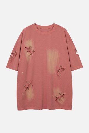 Concert Outfit Washed Broken Holes Tee