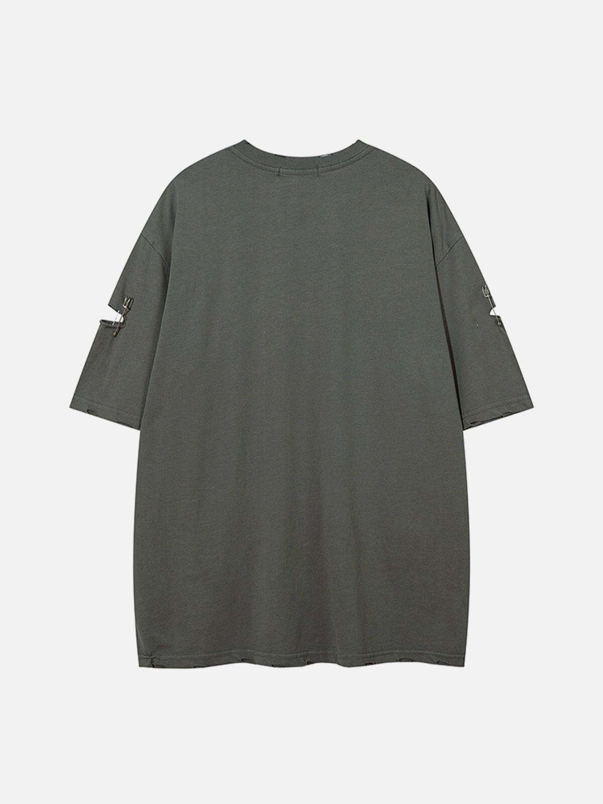 Concert Outfit Washed Broken Holes Tee Concert Outfit Washed Broken Holes Tee