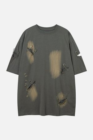 Concert Outfit Washed Broken Holes Tee