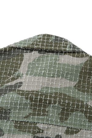 Concert Outfit Washed Brushed Camouflage Short Sleeve Shirt