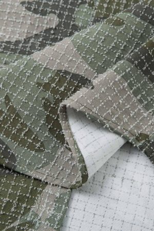 Concert Outfit Washed Brushed Camouflage Short Sleeve Shirt