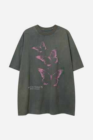 Concert Outfit Washed Butterfly Graphic Tee