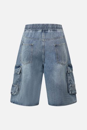 Concert Outfit Washed Cargo Denim Shorts