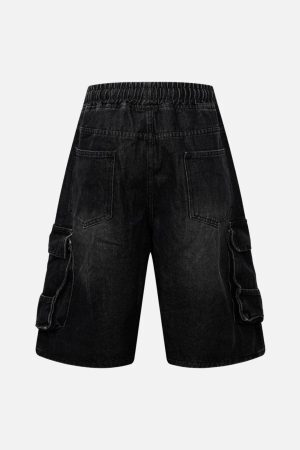 Concert Outfit Washed Cargo Denim Shorts
