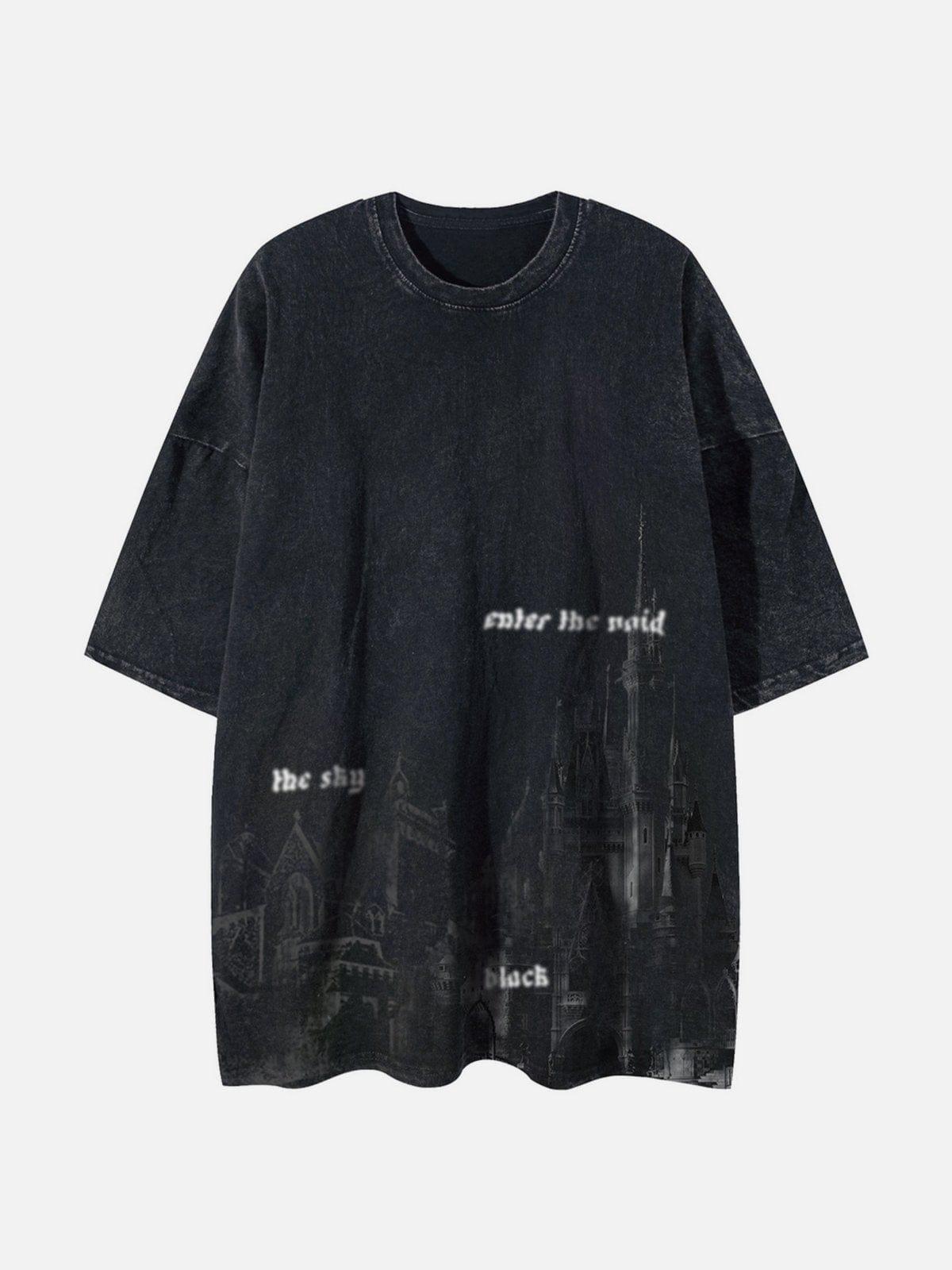 Concert Outfit Washed Castle Print Tee Concert Outfit Washed Castle Print Tee