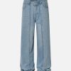 Concert Outfit Washed Deconstructed Irregular Patchwork Straight Jeans