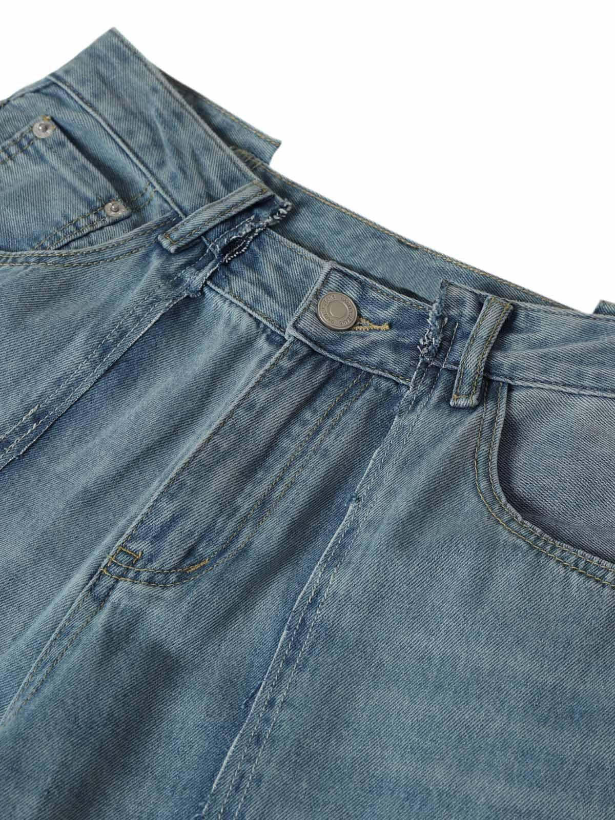 Concert Outfit Washed Deconstructed Irregular Patchwork Straight Jeans Concert Outfit Washed Deconstructed Irregular Patchwork Straight Jeans