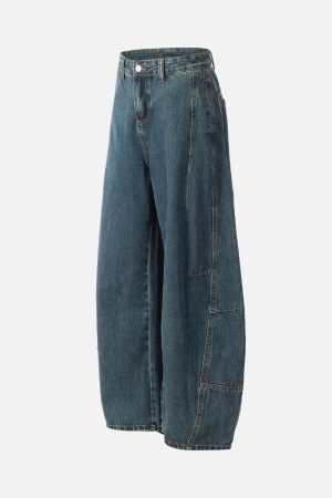 Concert Outfit Washed Deconstructed Split Scimitar Baggy Barrel Jeans