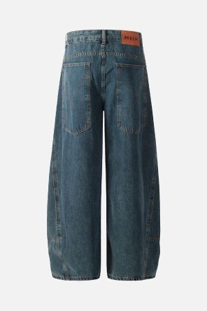 Concert Outfit Washed Deconstructed Split Scimitar Baggy Barrel Jeans