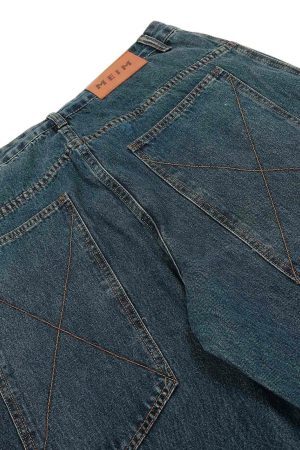 Concert Outfit Washed Deconstructed Split Scimitar Baggy Barrel Jeans