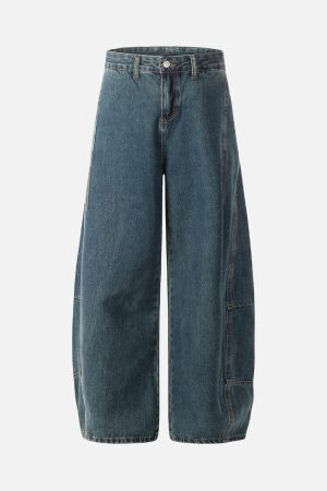 Concert Outfit Washed Deconstructed Split Scimitar Baggy Barrel Jeans