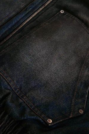 Concert Outfit Washed Denim Fur Hooded Jacket