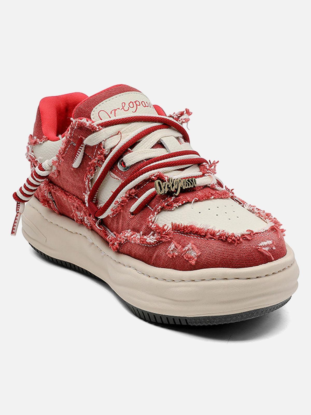 Concert Outfit Washed Denim Low-Top Raw Edge Sneakers Concert Outfit Washed Denim Low-Top Raw Edge Sneakers