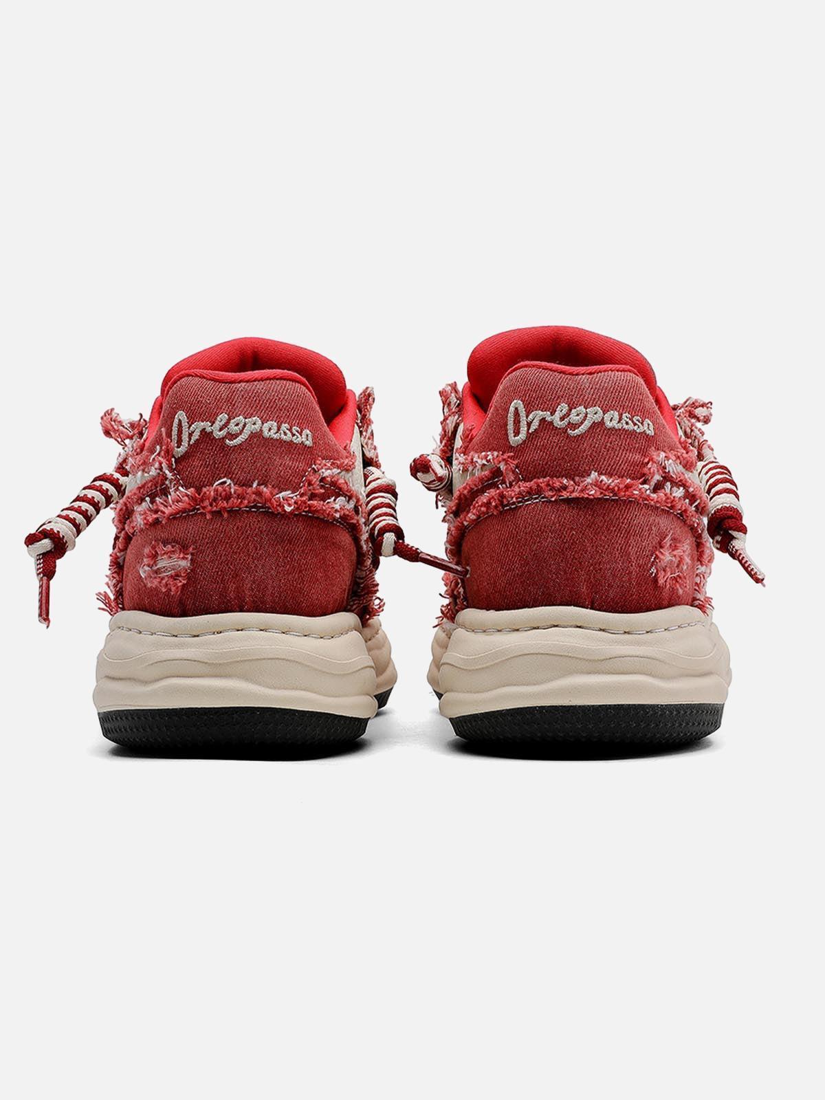 Concert Outfit Washed Denim Low-Top Raw Edge Sneakers Concert Outfit Washed Denim Low-Top Raw Edge Sneakers