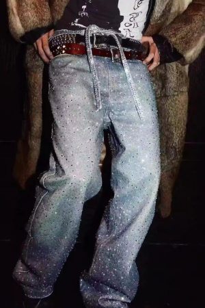 Concert Outfit Washed Diamond Print Jeans