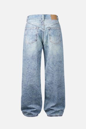 Concert Outfit Washed Diamond Print Jeans