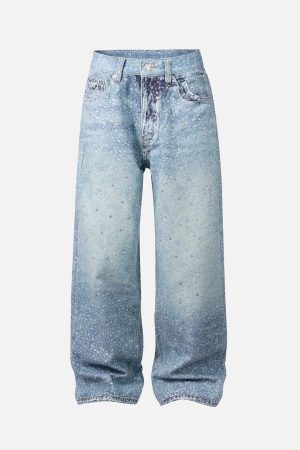 Concert Outfit Washed Diamond Print Jeans