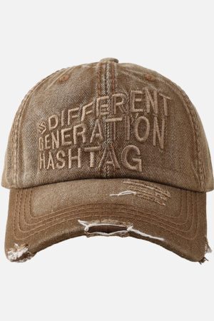Concert Outfit Washed 'DIFFERENT GENERATION' Denim Baseball Cap