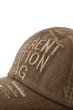 Concert Outfit Washed 'DIFFERENT GENERATION' Denim Baseball Cap