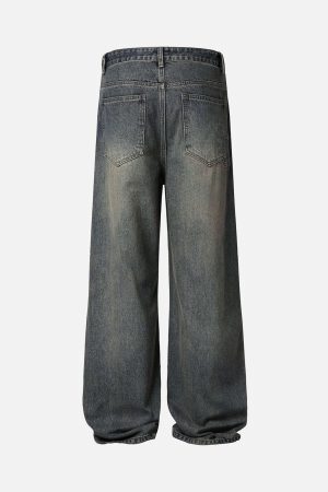 Concert Outfit Washed Dirty-Dye Straight Jeans