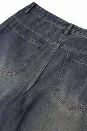 Concert Outfit Washed Dirty-Dye Straight Jeans